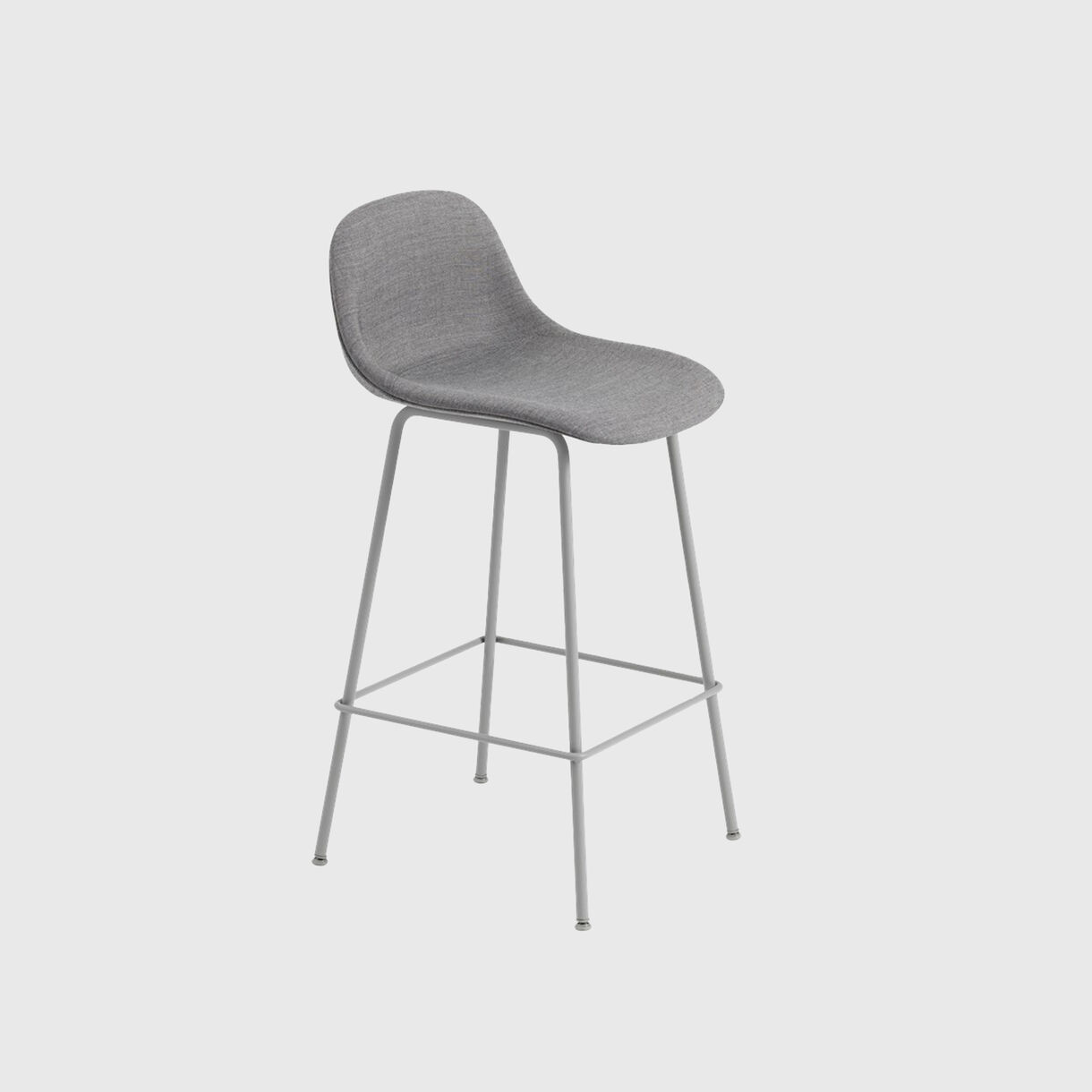 Fiber Stool, Bar, Backrest, Upholstered Remix Grey