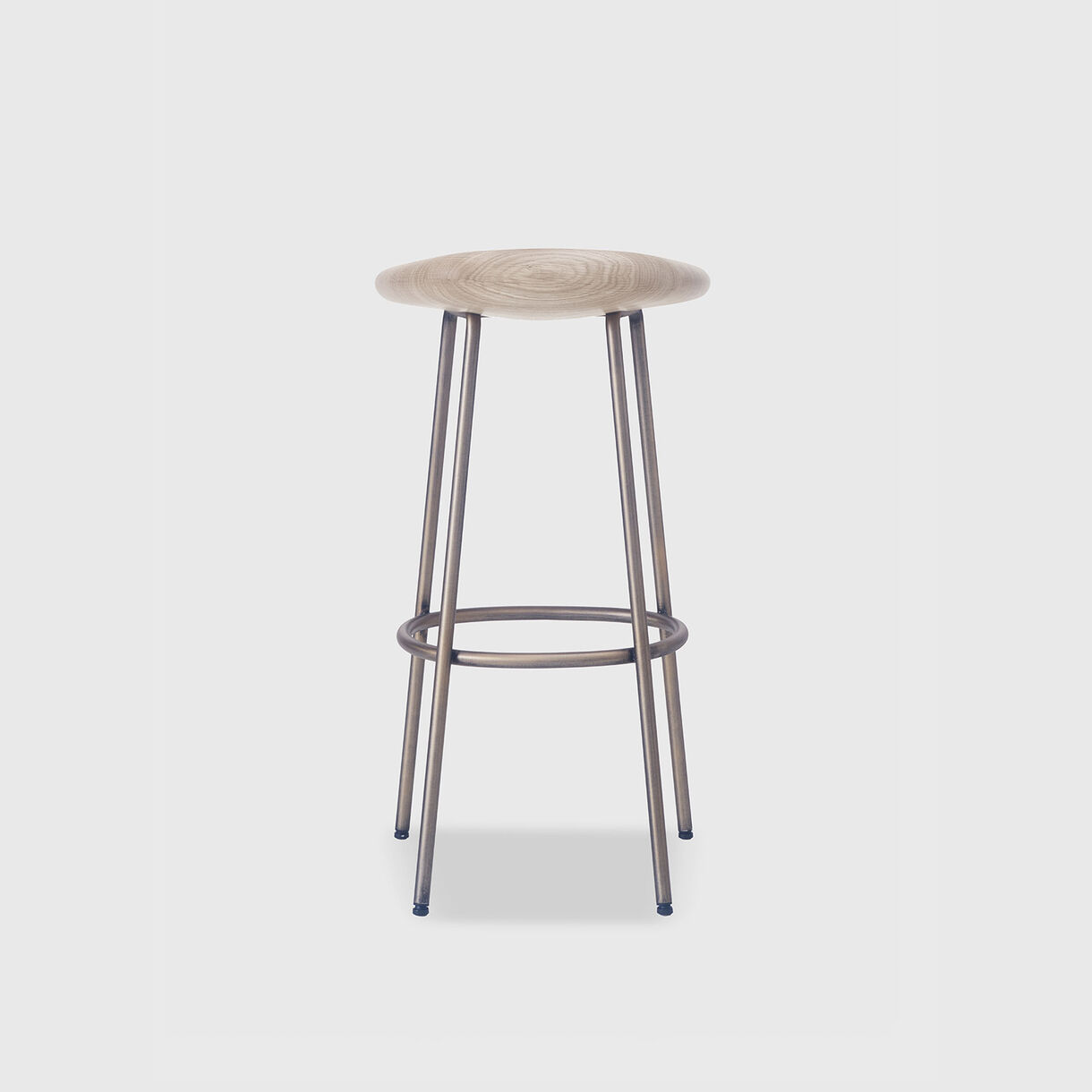 Pebble Bar Stool, Raw Oak & Bronze