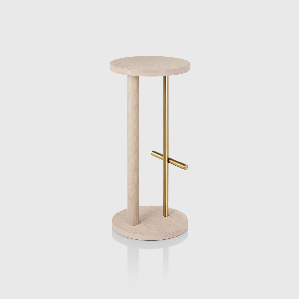 Spot Stool, Bar Height, White Ash & Brass