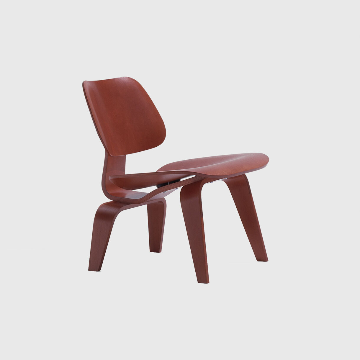 Eames Moulded Plywood Lounge Chair, Wood Base, Red Stain