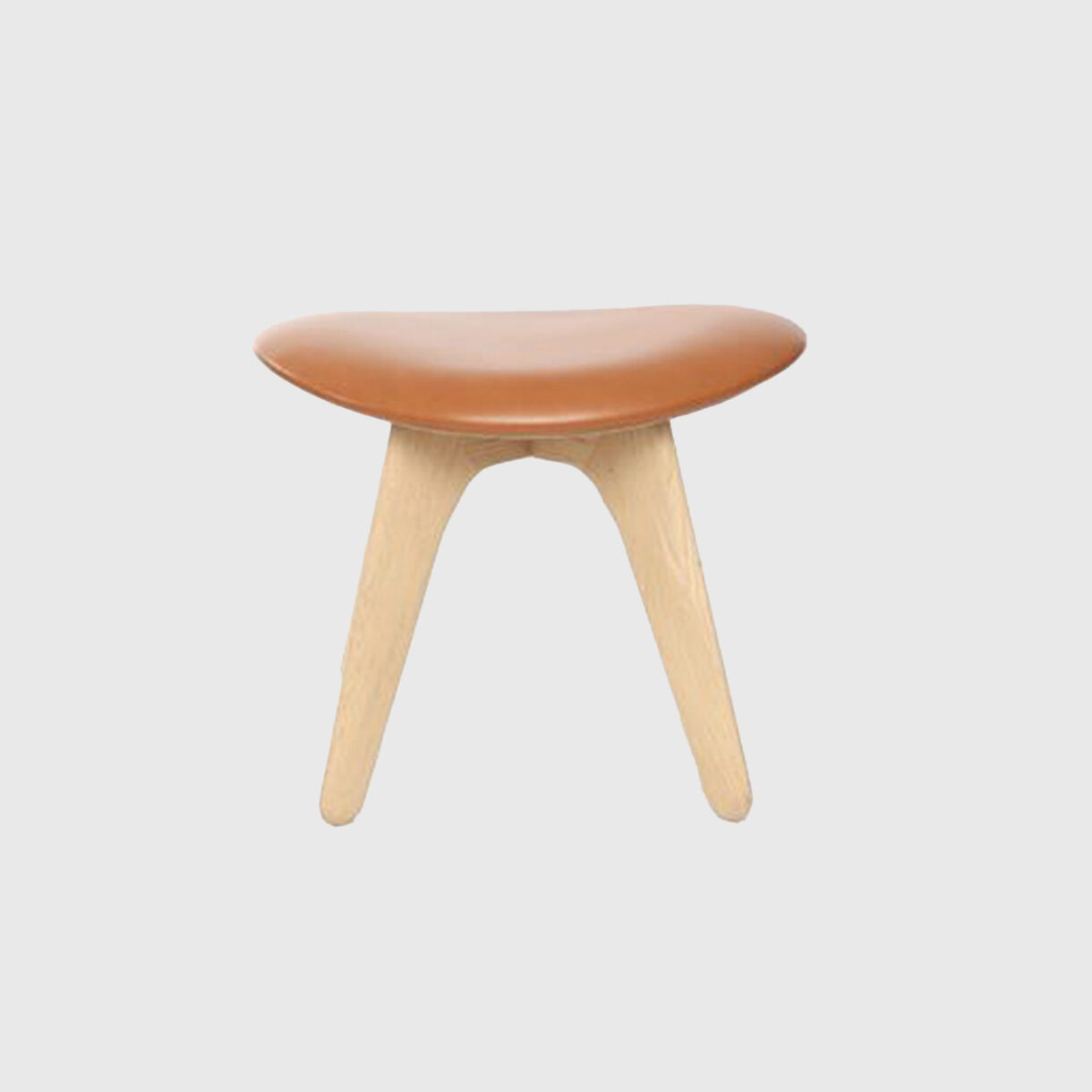 Slab Ottoman, Natural Oak, Cognac Leather