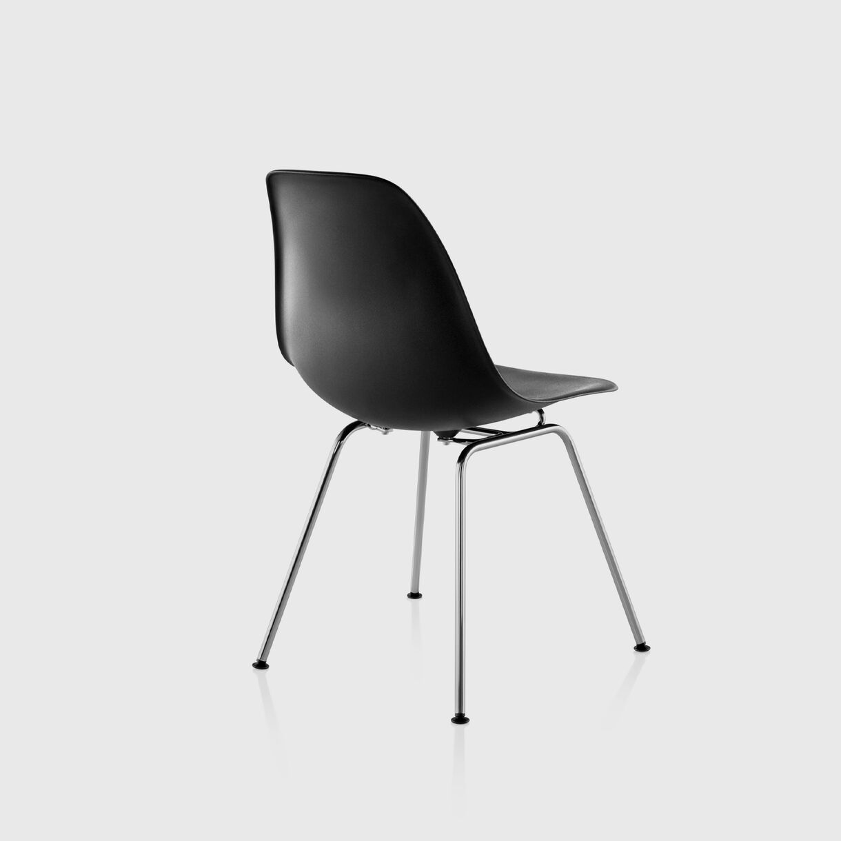 Eames Moulded Plastic Side Chair 4-Leg, Black, Chrome