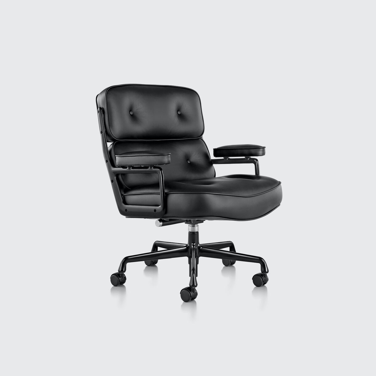 Eames Executive Chair with Casters - Black Leather & Black Frame