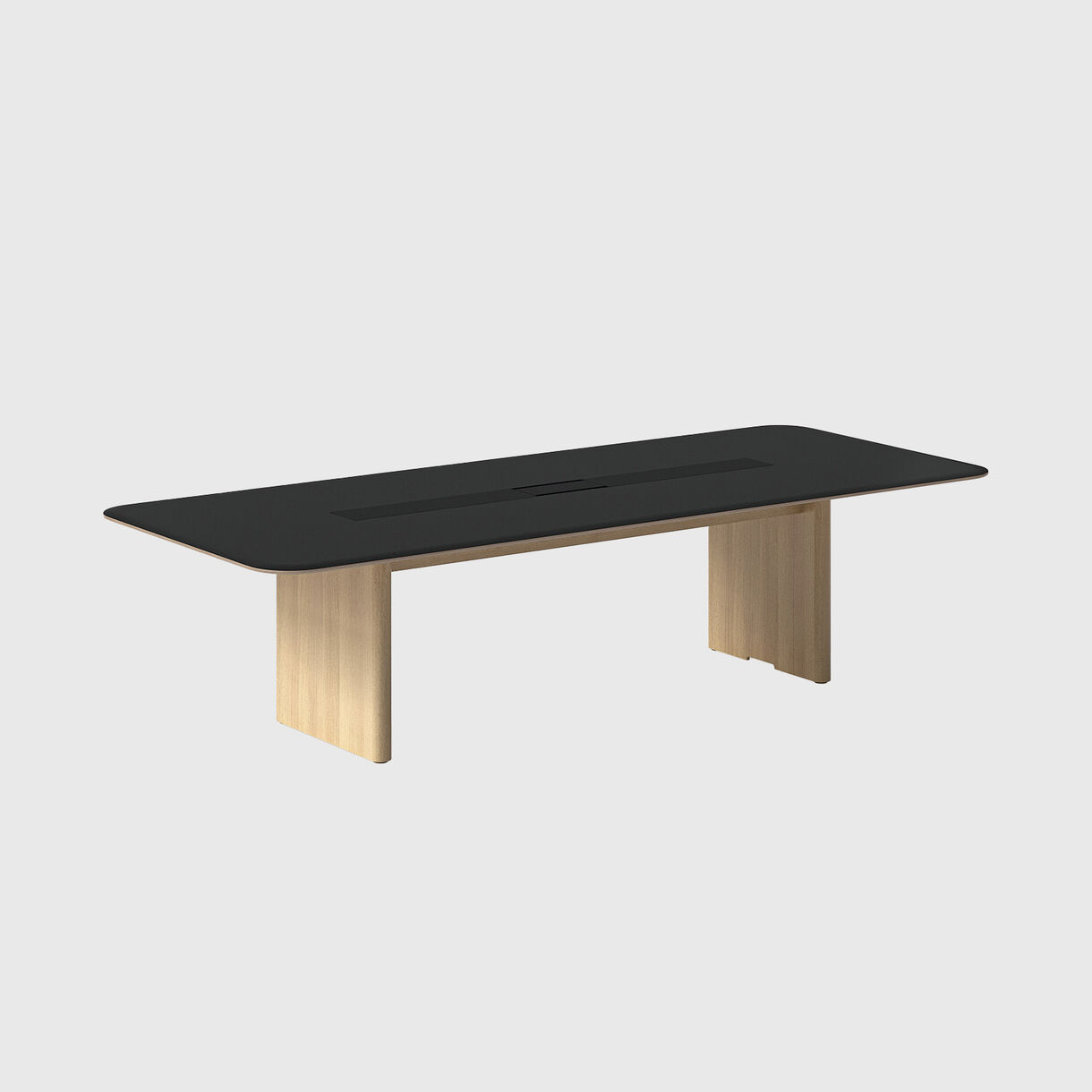 Aion Table, Side Panels, Black Oak