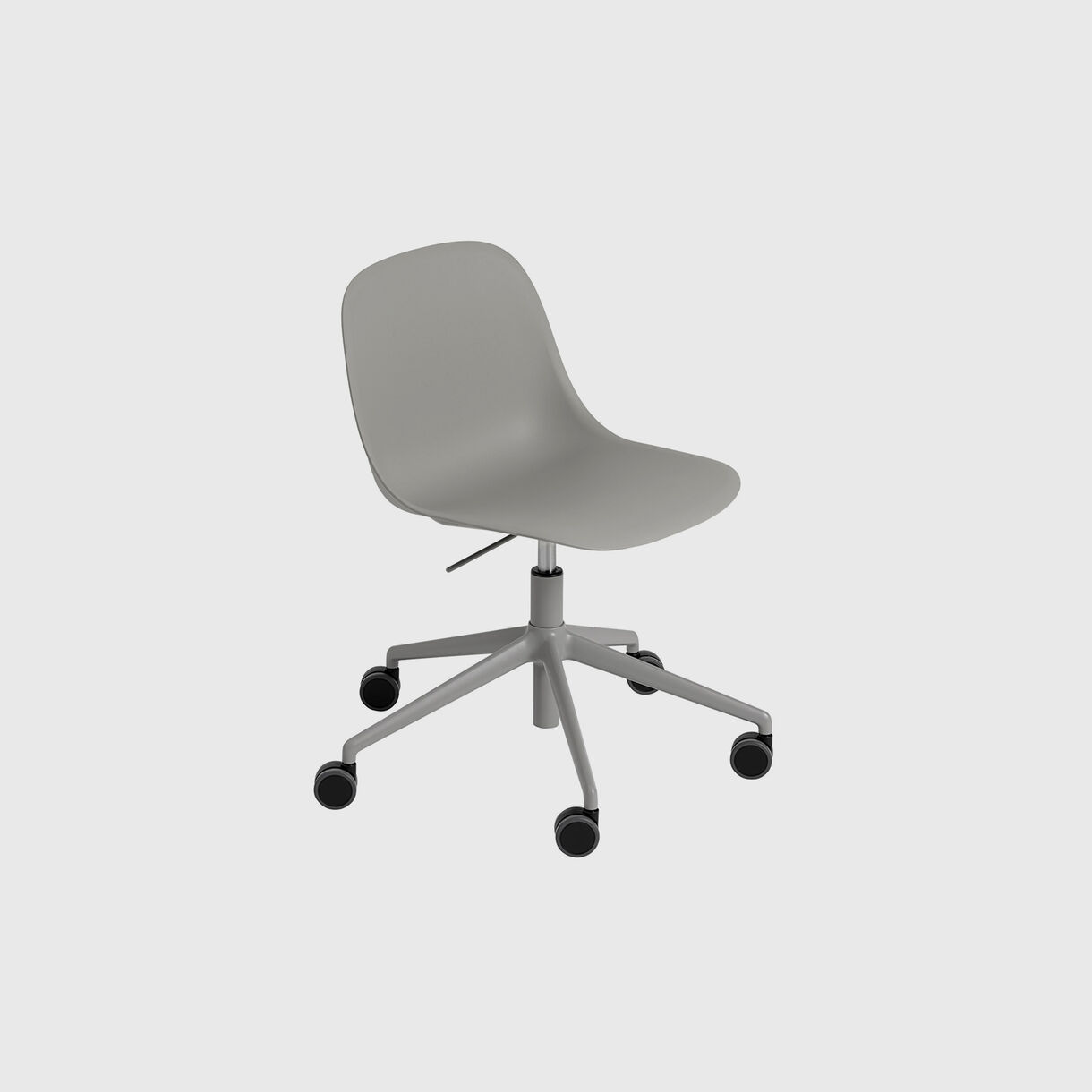 Fiber Side Chair, Swivel Base with Castors & Gas Lift, Grey