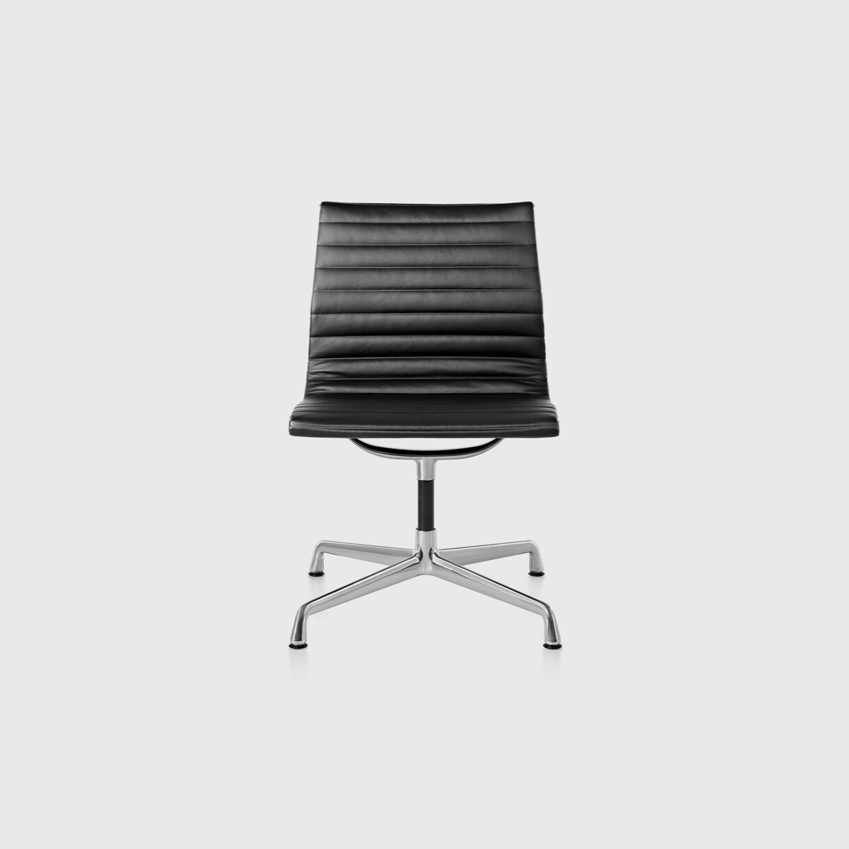 Eames Aluminium Group Side Chair, No Arms, Black & Polished Aluminium