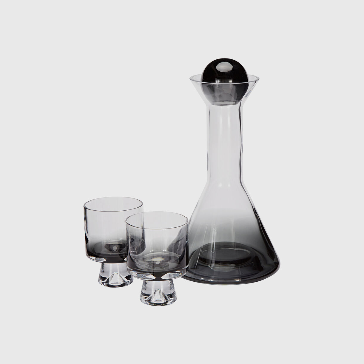 Tank Decanter, Black, with Glasses