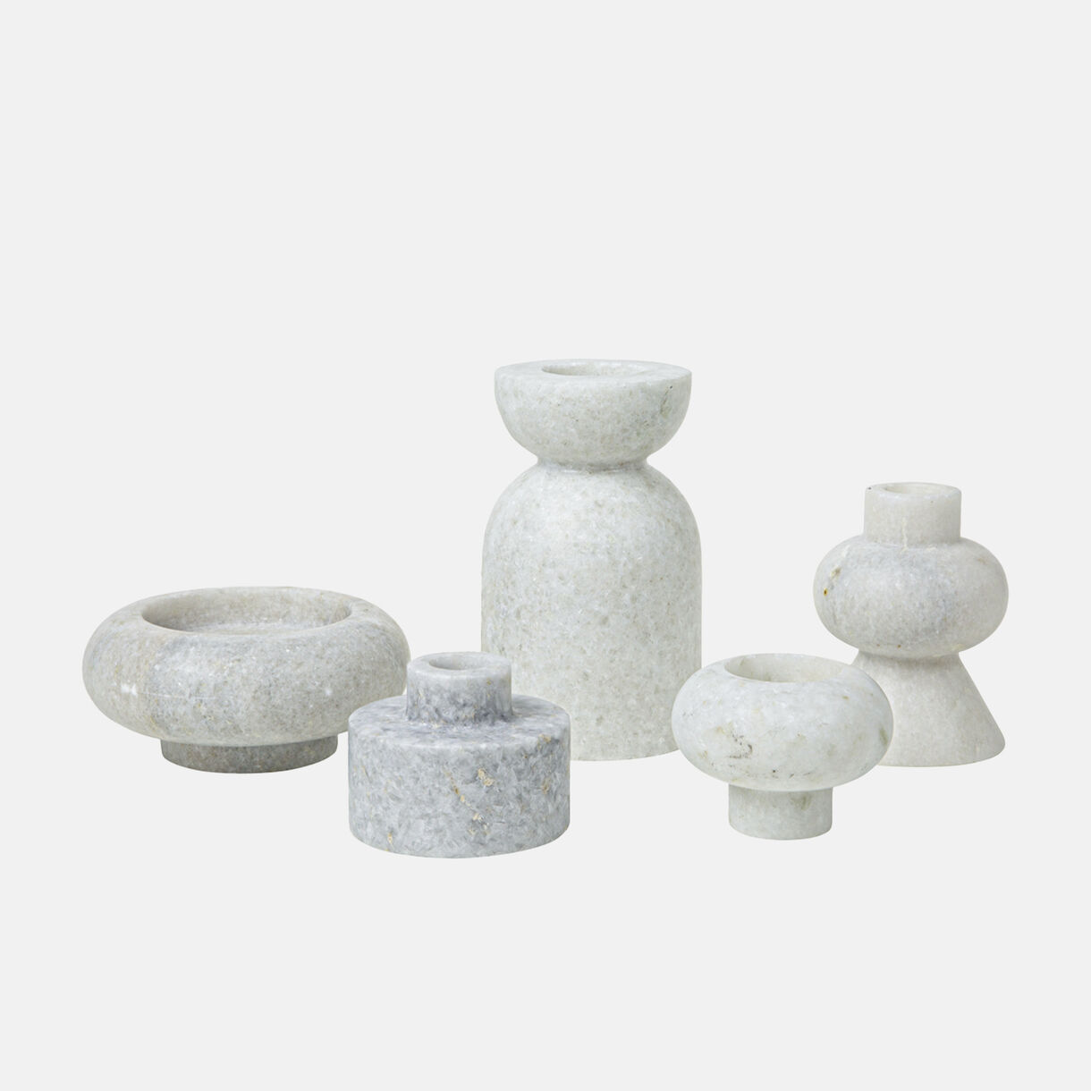 Stone Stacking Candleholder, White Marble