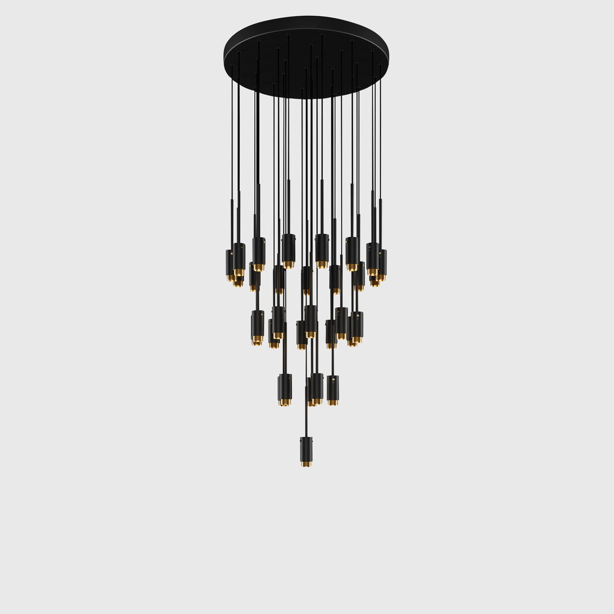 Exhaust Chandelier 31.0, Surface, Graphite & Brass