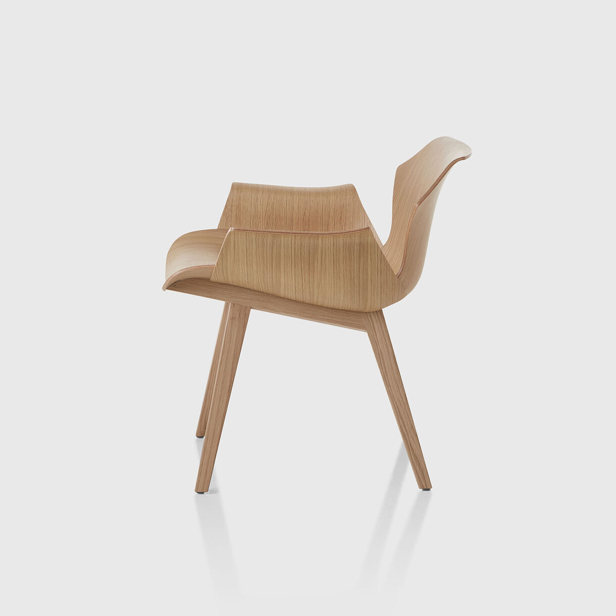 Petal Metal Base Lounge Armchair, Ebonised Oak