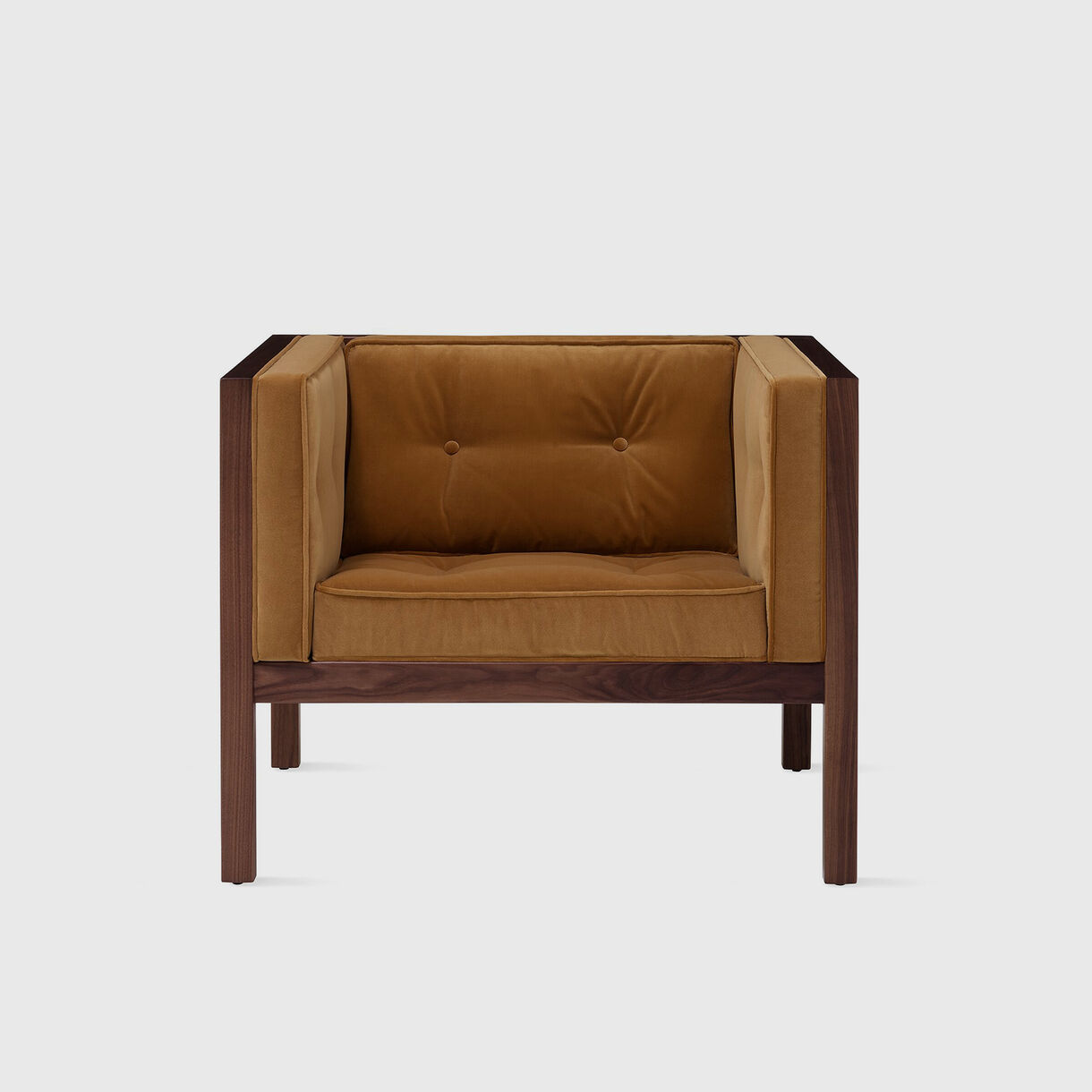 Nelson Cube Armchair, Walnut & Tempo Flaxseed