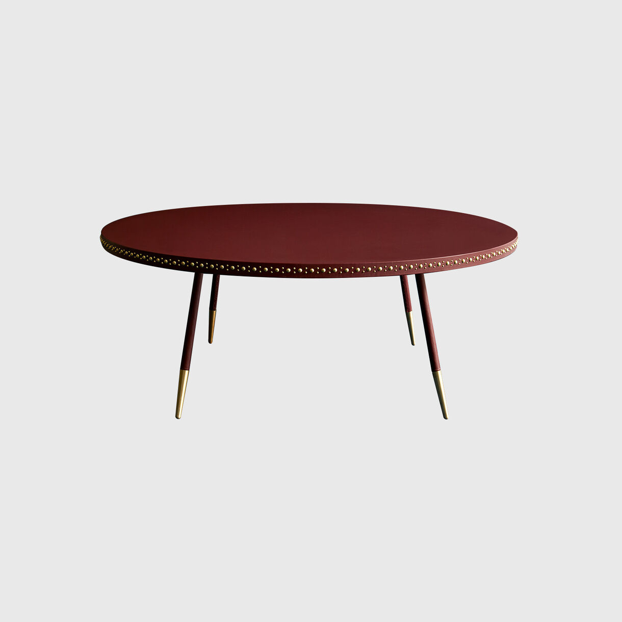 Stud Coffee Table, Wine & Brass