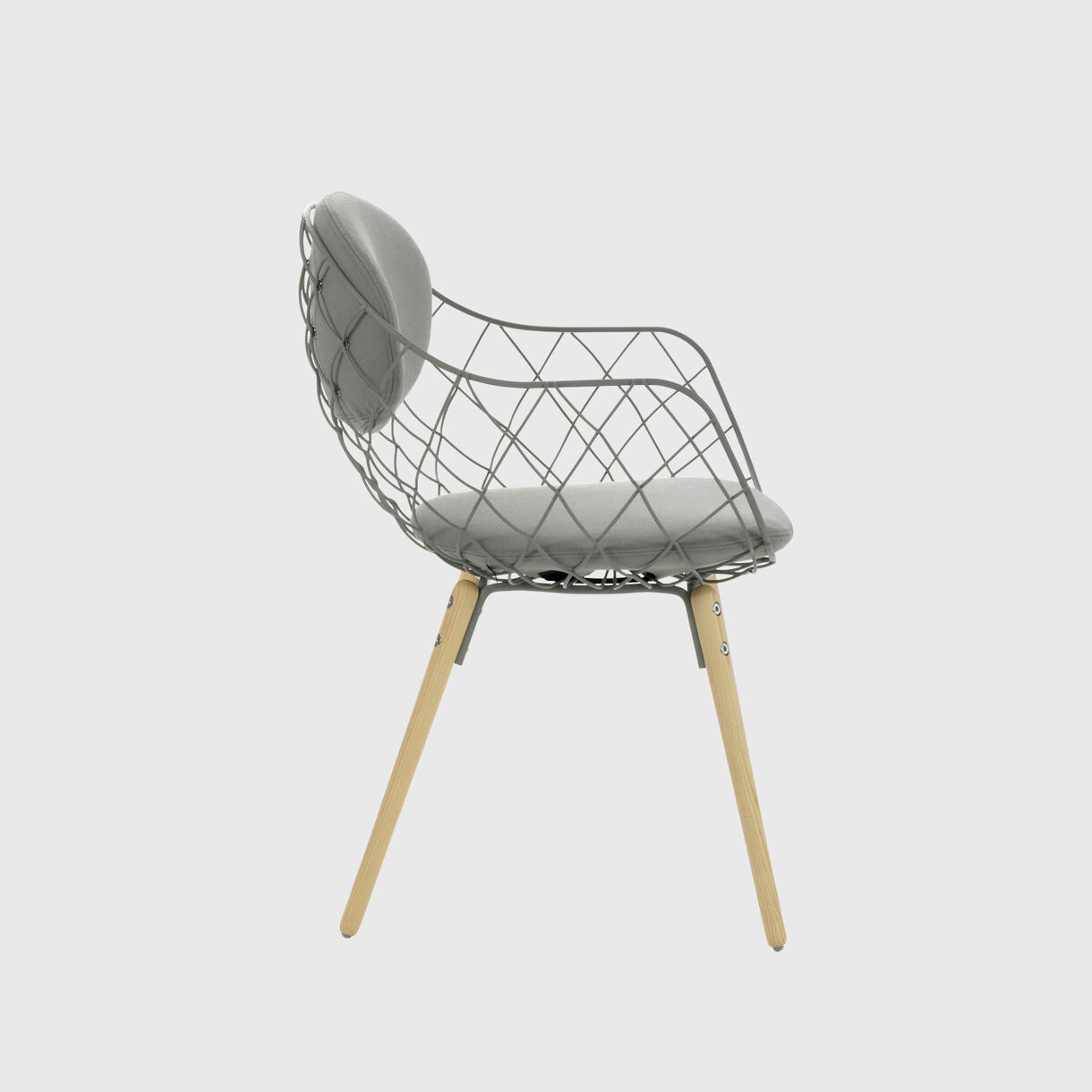 Pina Armchair, Wood Base, Steelcut2 140 Grey, Ash Natural