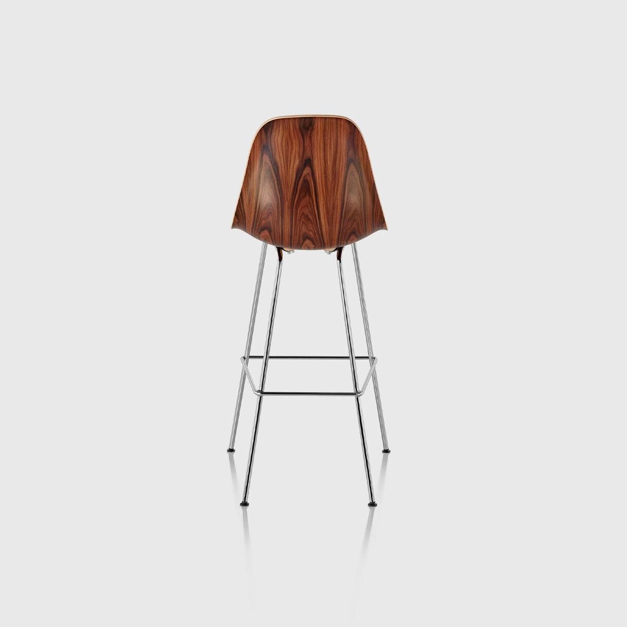 Eames Moulded Wood Bar Stool, Santos Palisander & Chrome