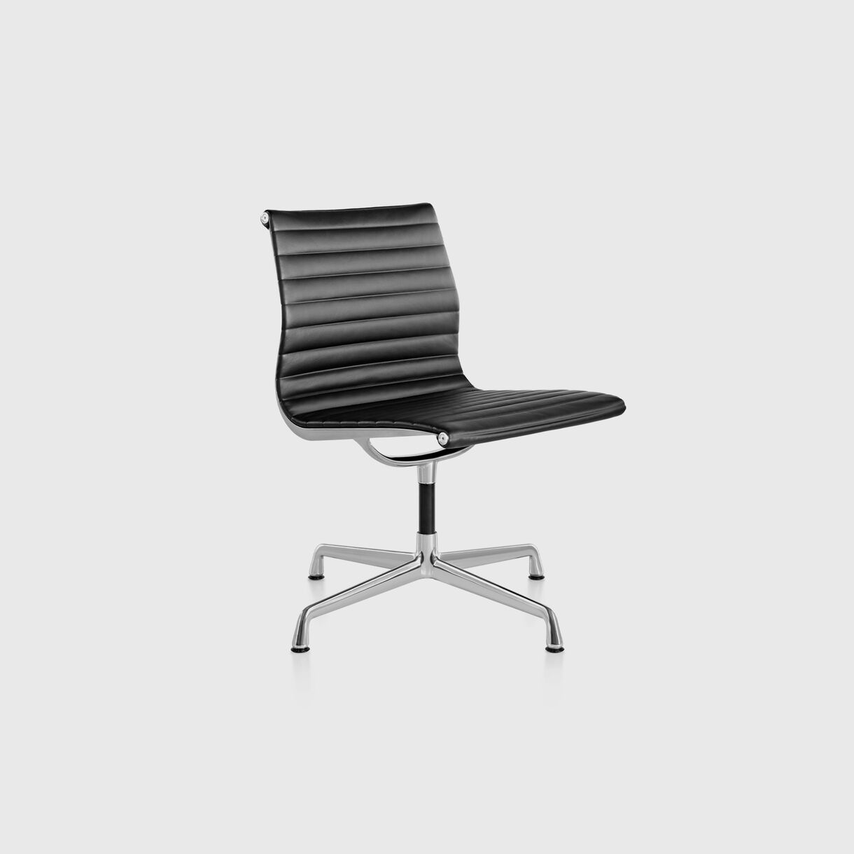 Eames Aluminium Group Side Chair, No Arms, Black & Polished Aluminium