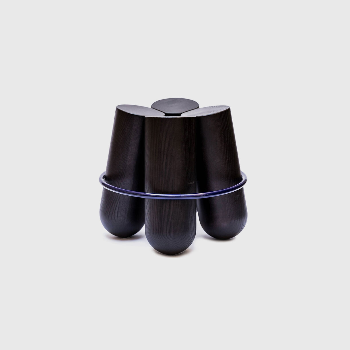 Bolt Stool, Black Stained Ash & Blue Ring