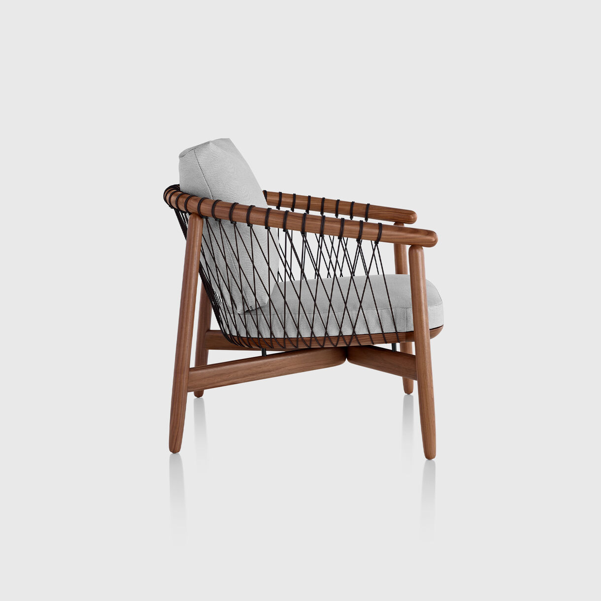 Crosshatch Lounge Chair, Walnut & Gray Wool Epingle