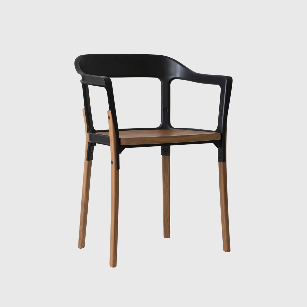Steelwood Chair, Black, Walnut