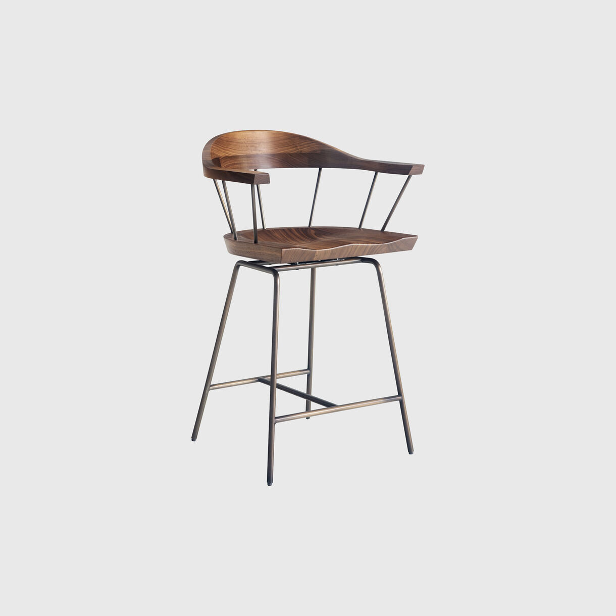 Spindle Counter Chair, Walnut, Bronze