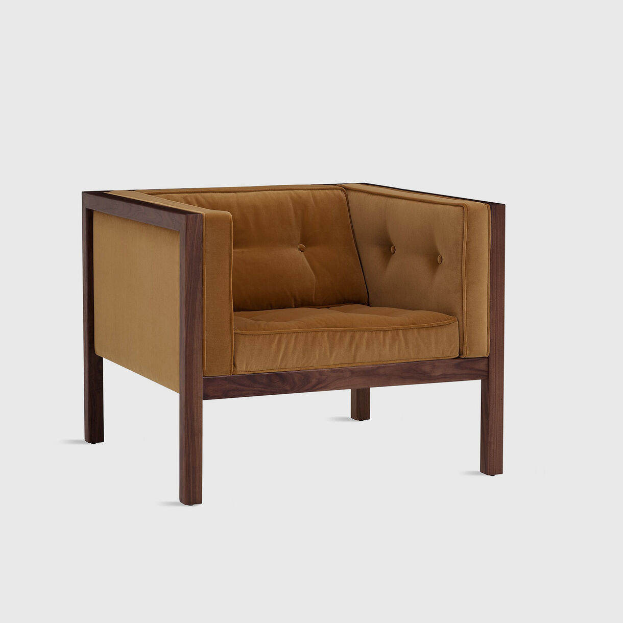 Nelson Cube Armchair, Walnut & Tempo Flaxseed