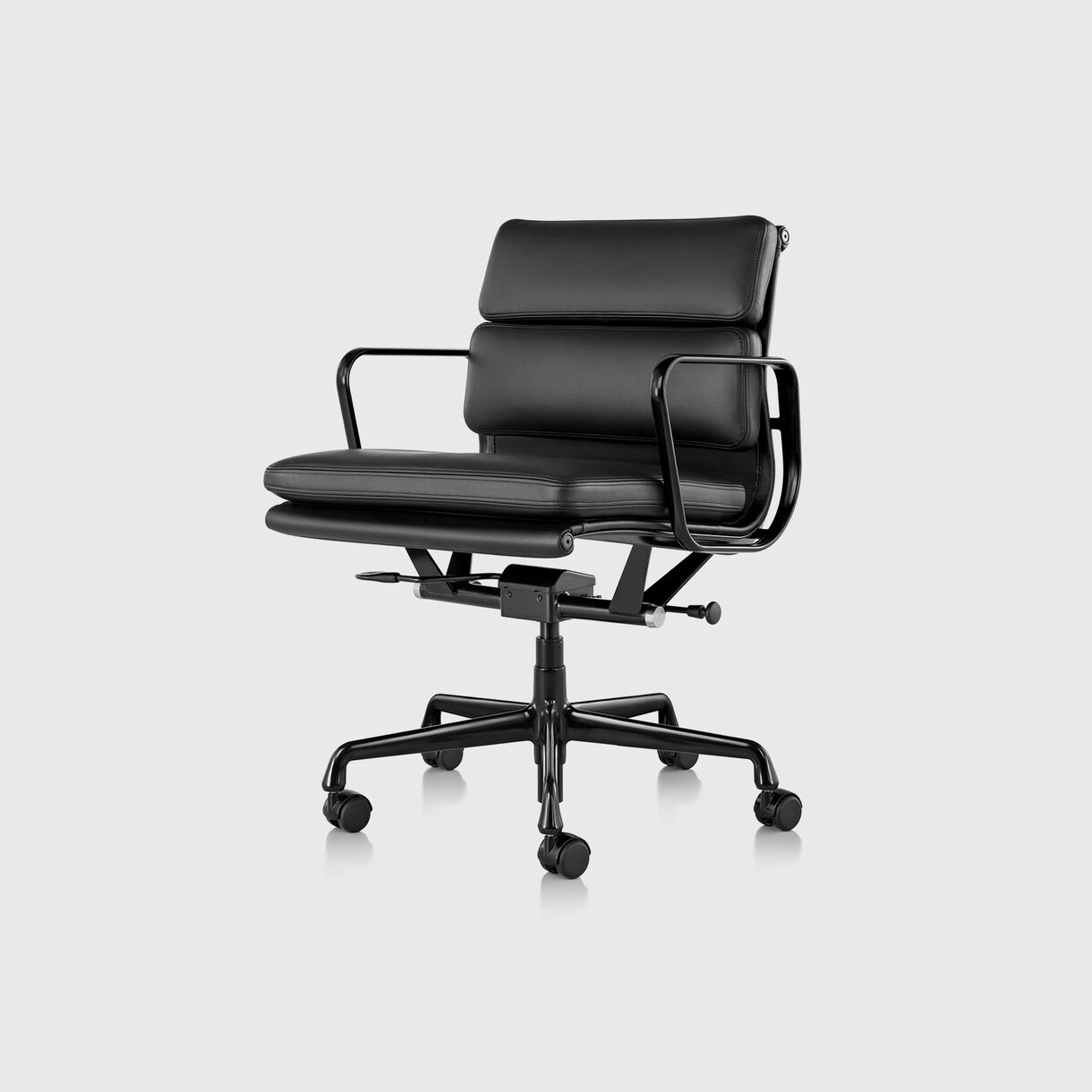 Eames Soft Pad Management Chair, Pneumatic, Black Frame & Black Leather