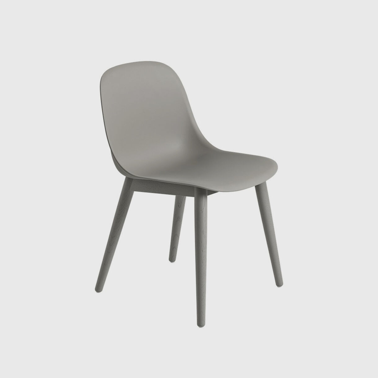 Fiber Side Chair Wood Base, Grey