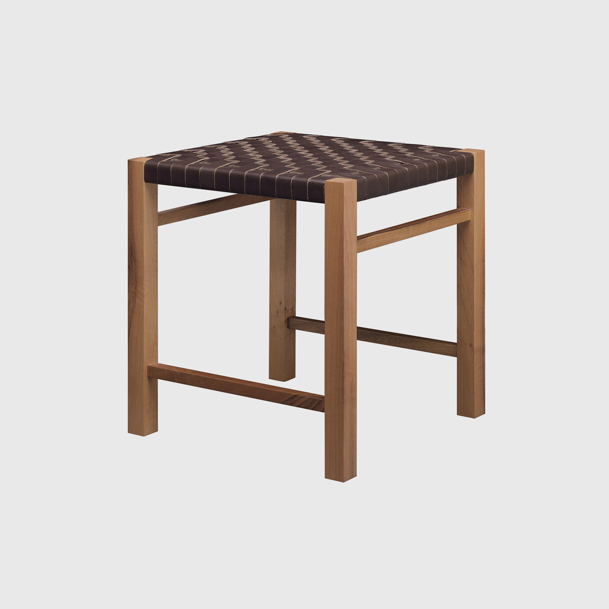 Aswan Stool, Oak & Mocca Leather