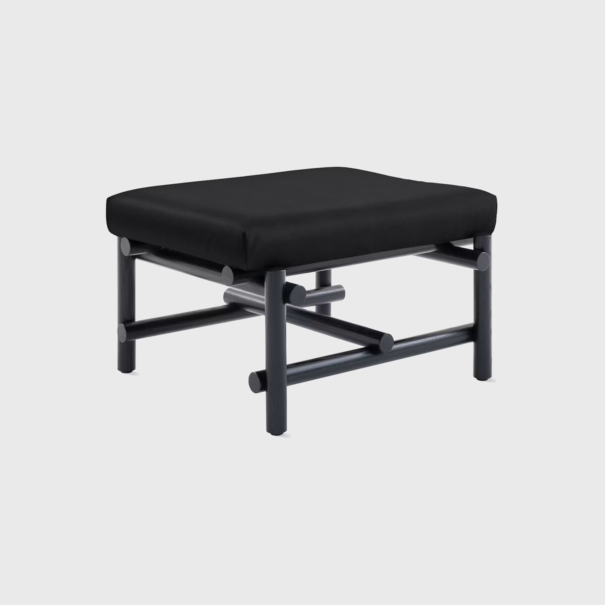 Muecke Ottoman, Black, Black Leather