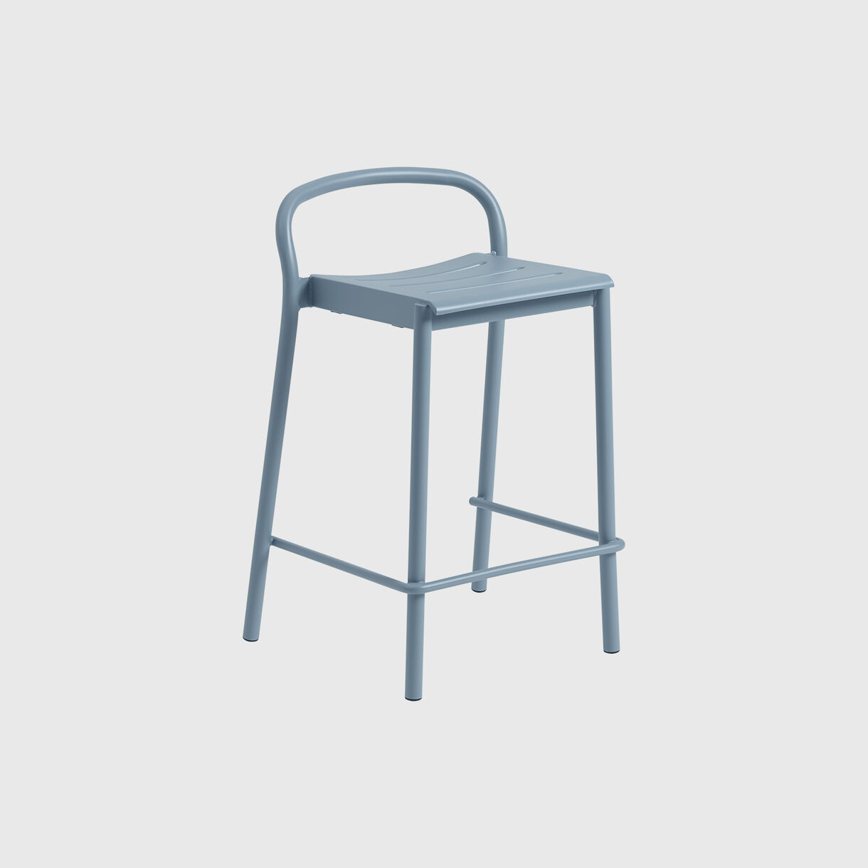 Linear Steel Stool, Counter, Pale Blue