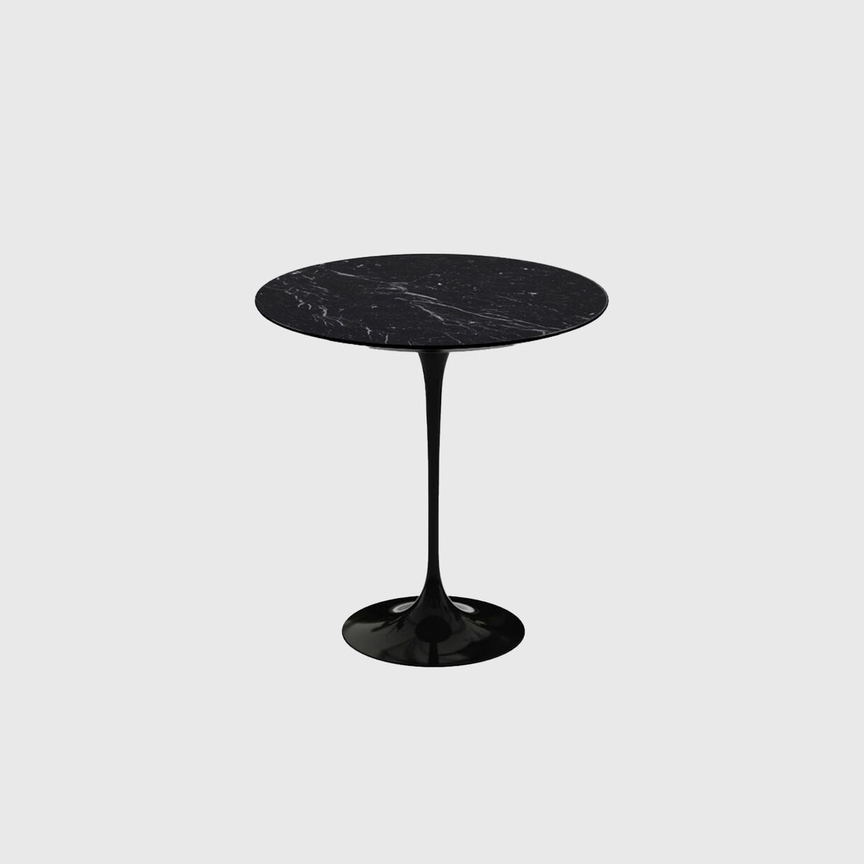 Saarinen Side Table, Round, Nero Marquina, Black Base