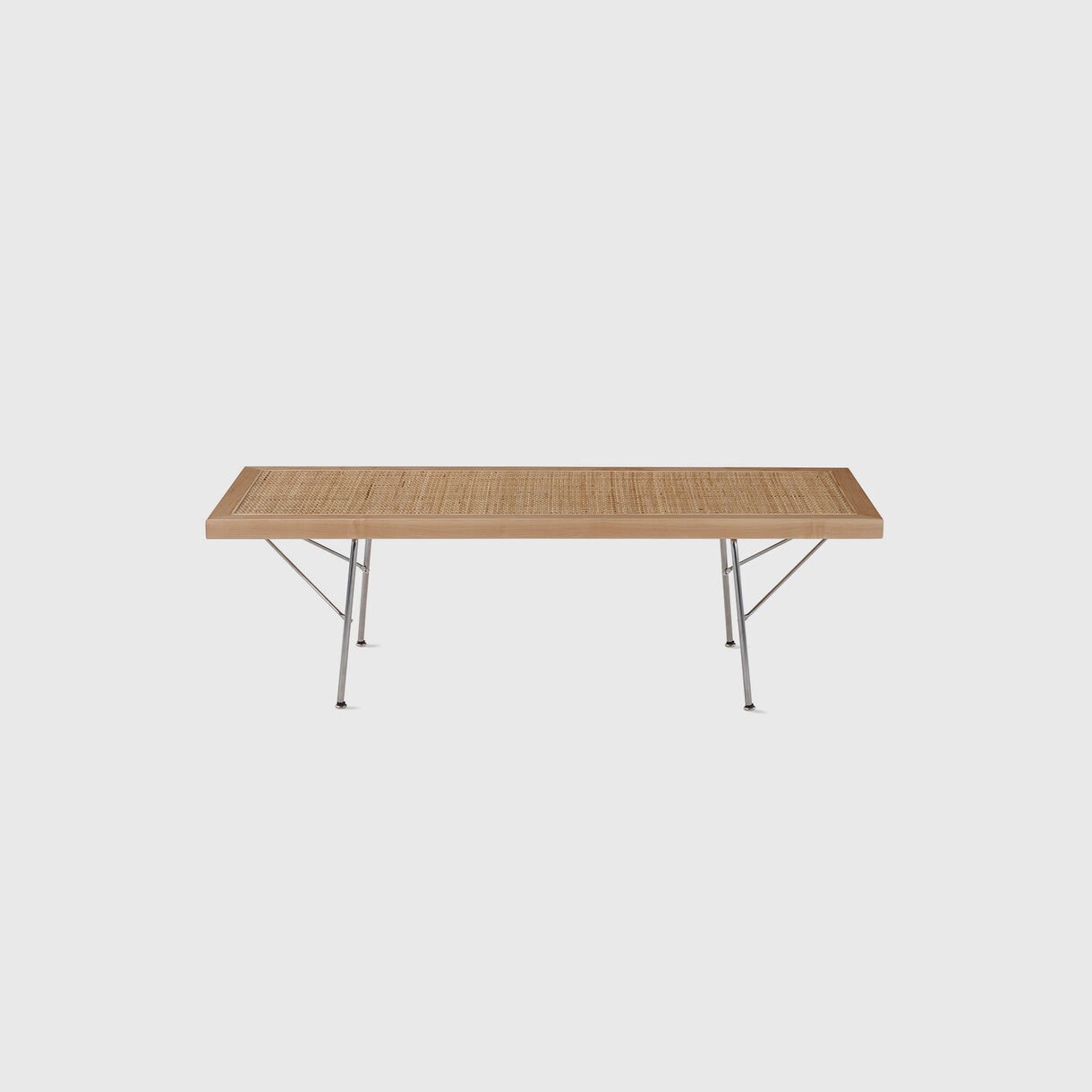 Nelson Cane Bench, 48, Natural Maple & Chrome
