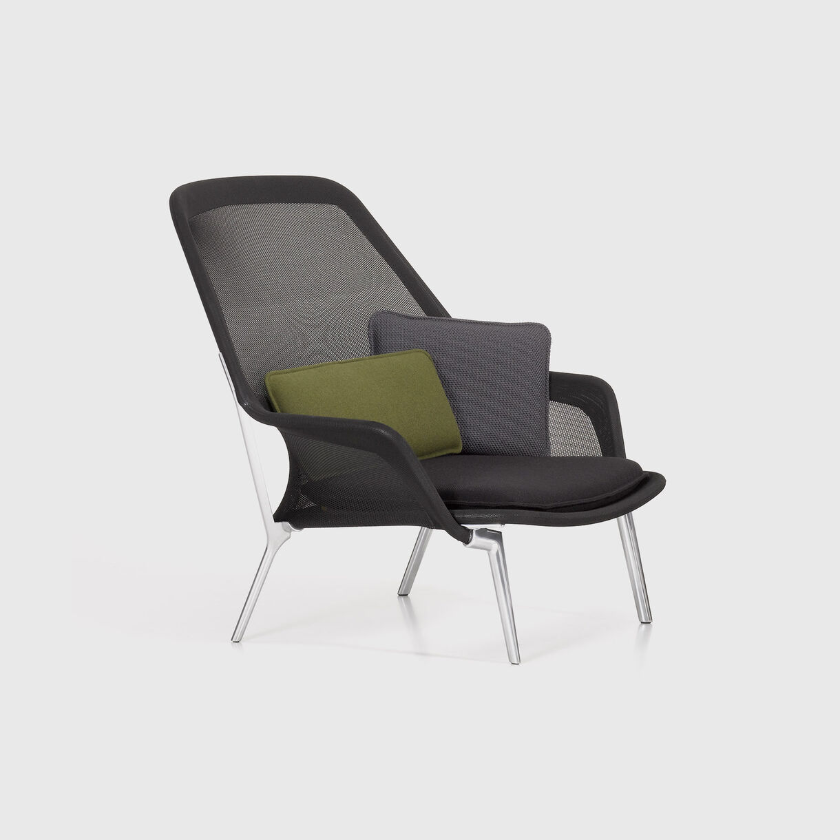 Slow Chair, Tricot Black, Polished Base