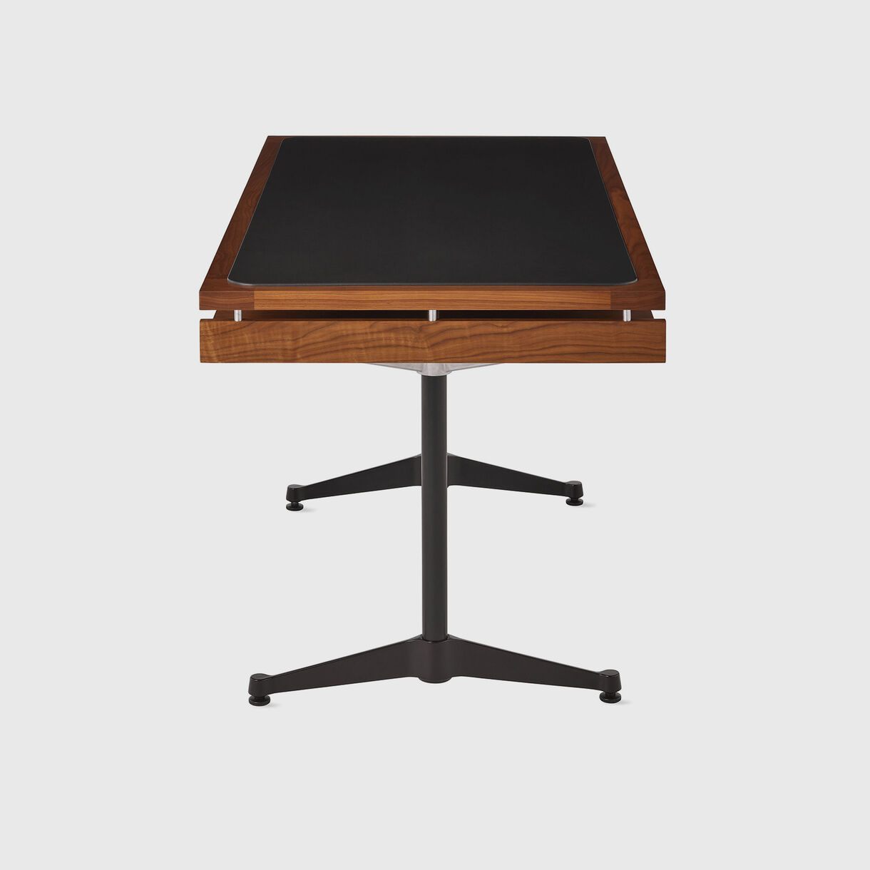 Eames 2500 Executive Desk, Large, Walnut Black Leather & Black