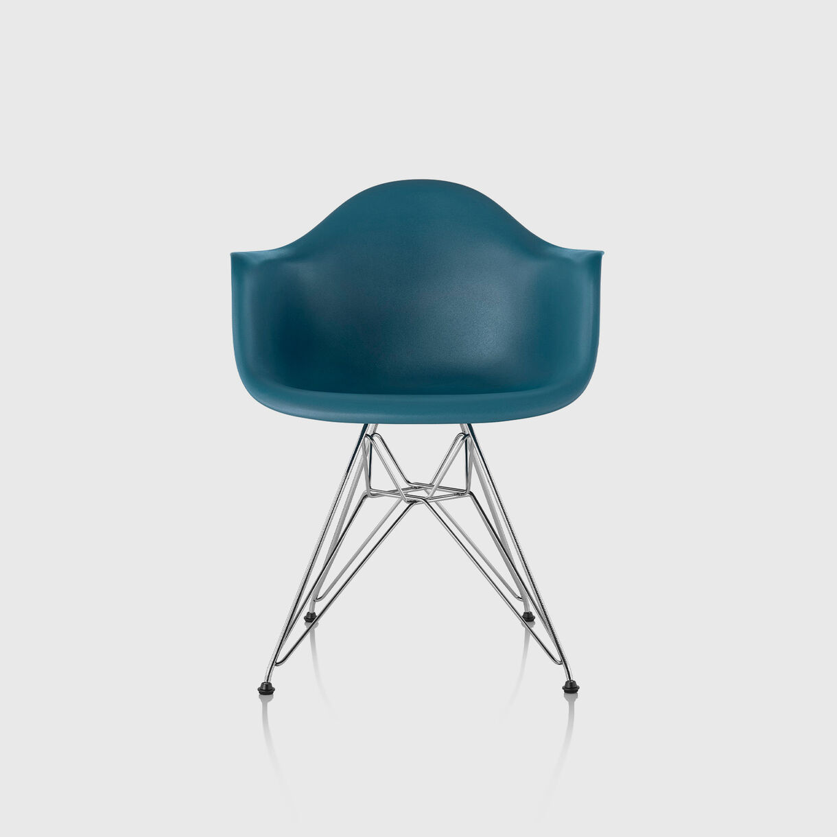 Eames Moulded Plastic Armchair, Peacock Blue & Chrome