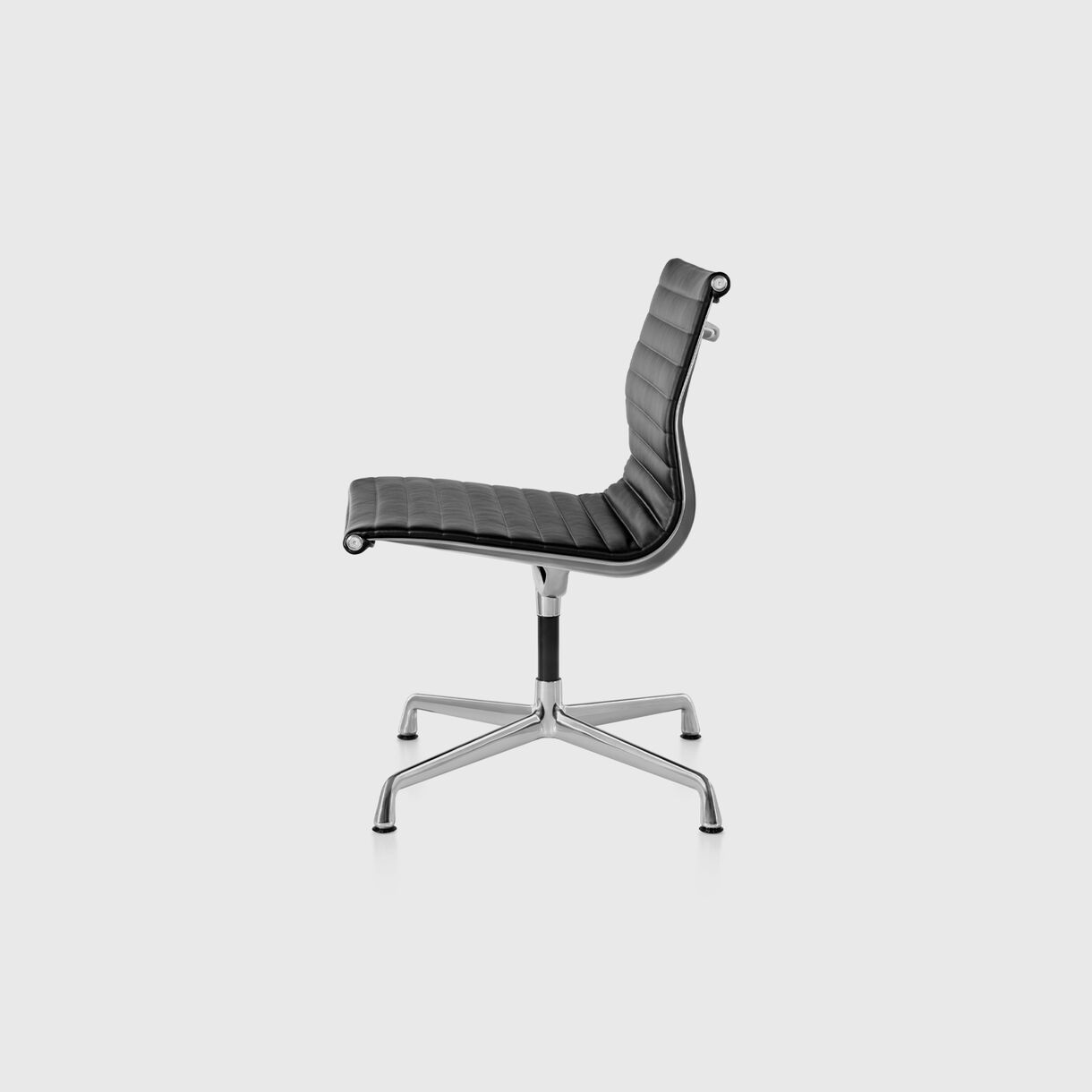 Eames Aluminium Group Side Chair, No Arms, Black & Polished Aluminium