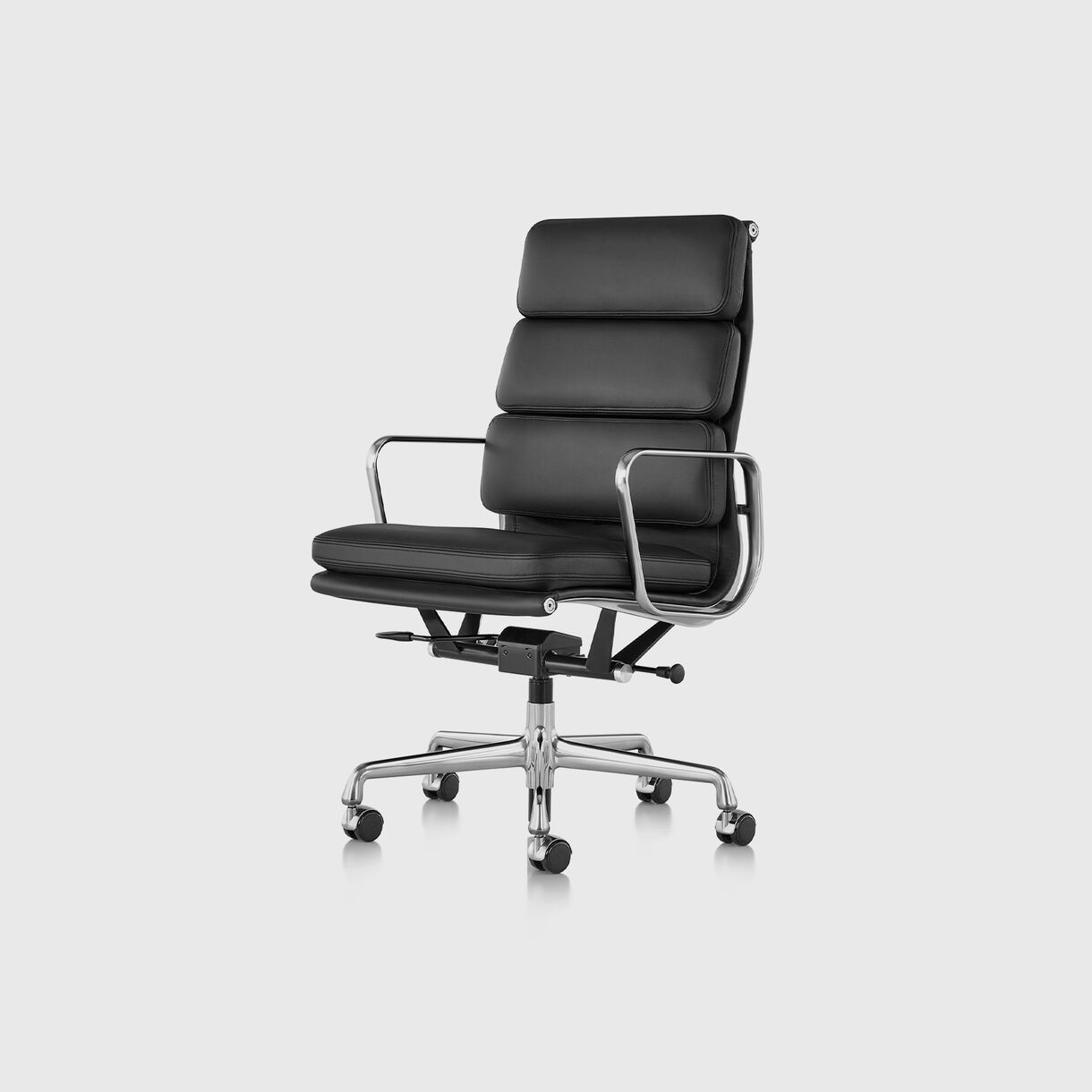 Eames Soft Pad Group Executive Chair, Black Leather & Polished Aluminium
