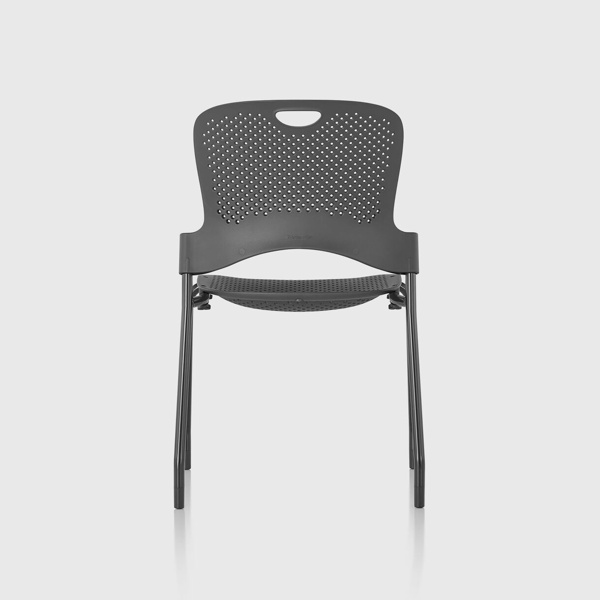 Caper Stacking Chair, Moulded Seat - Graphite & Black with Glides