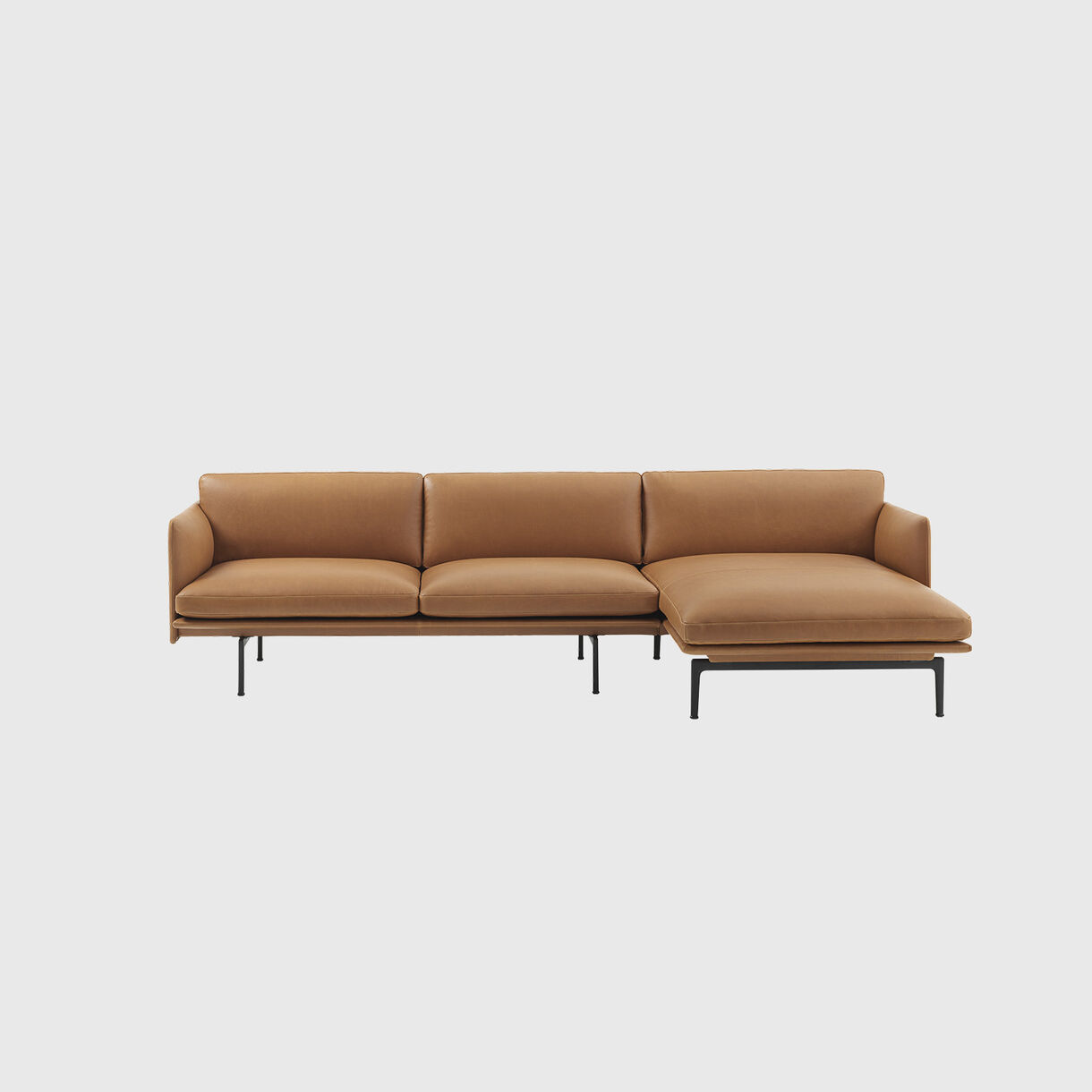 Outline Chaise Sofa, Right, Cognac Leather