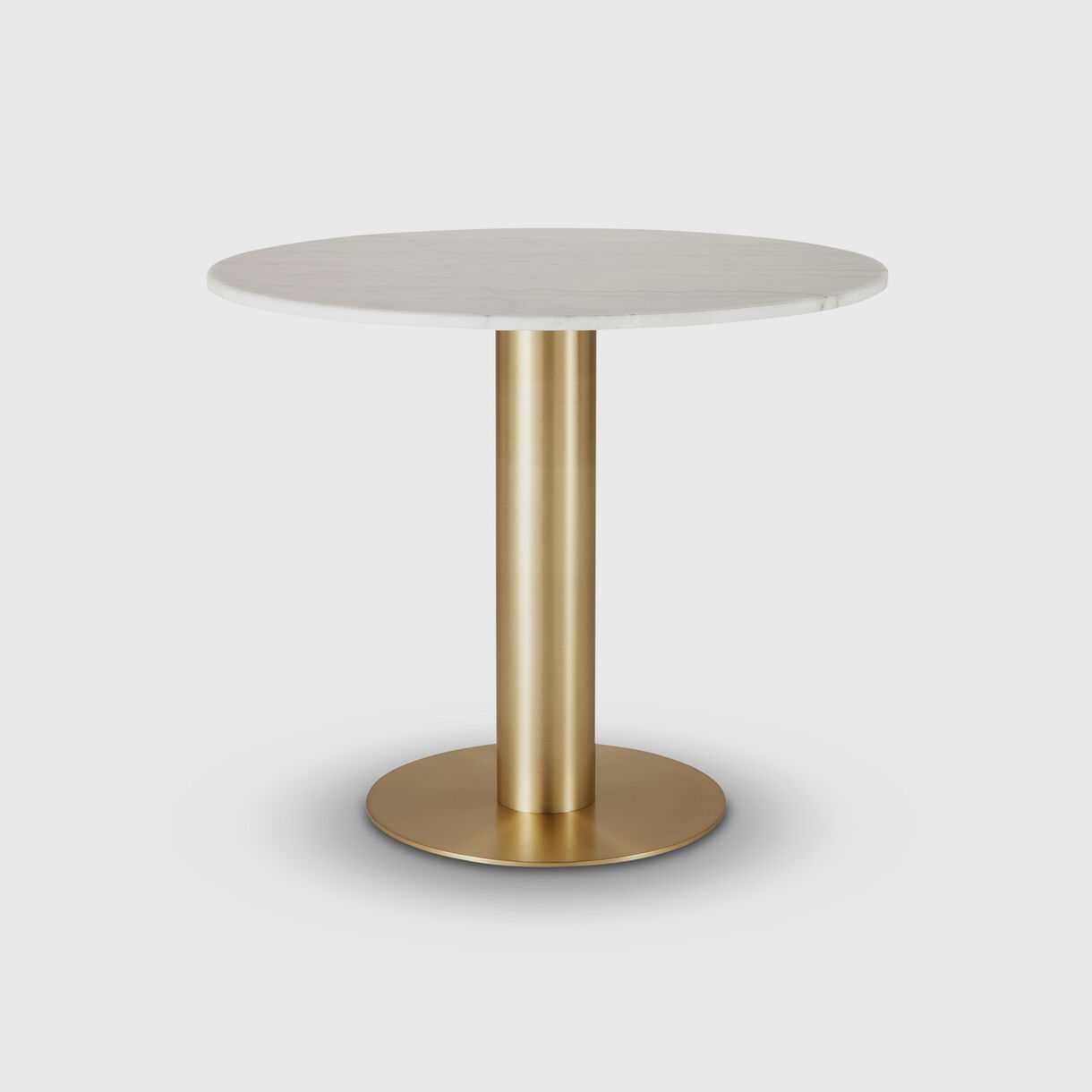 Tube Dining Table, 900mm, Brass & White Marble