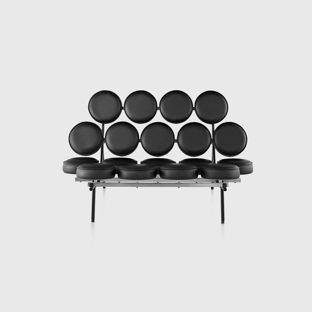 Nelson Marshmallow Sofa, Black Leather, Front