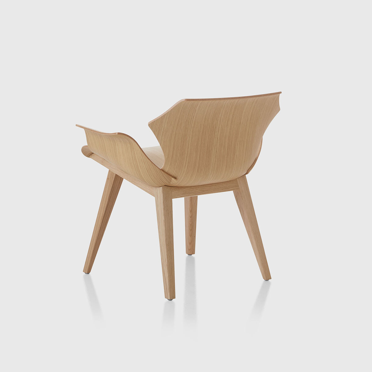 Petal Metal Base Lounge Armchair, Ebonised Oak