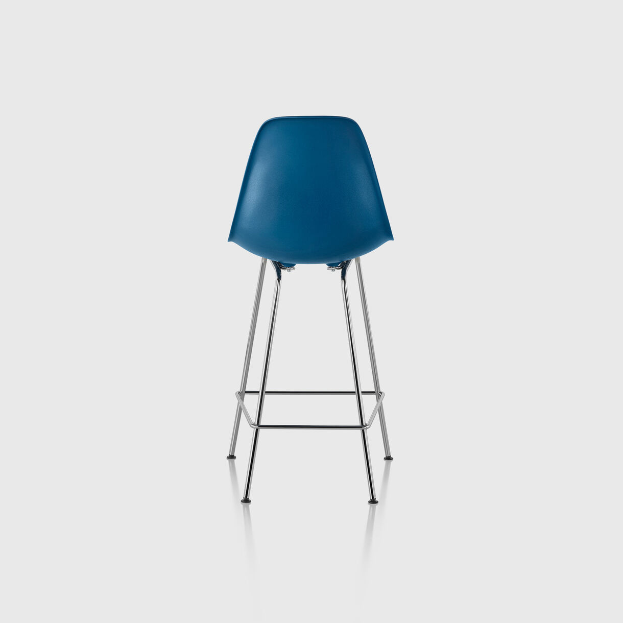 Eames Moulded Plastic Counter Stool, Peacock Blue & Chrome