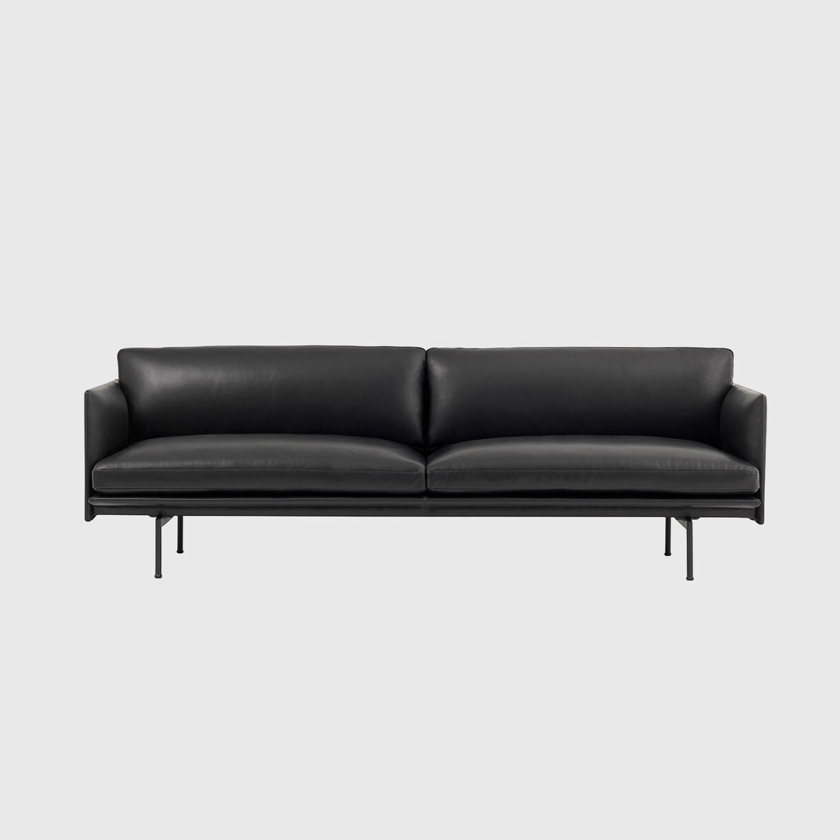 Outline 3 Seater Sofa, Black Leather