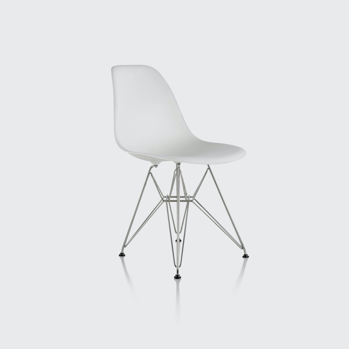 Eames Moulded Plastic Side Chair, Wire Base, White & Chrome