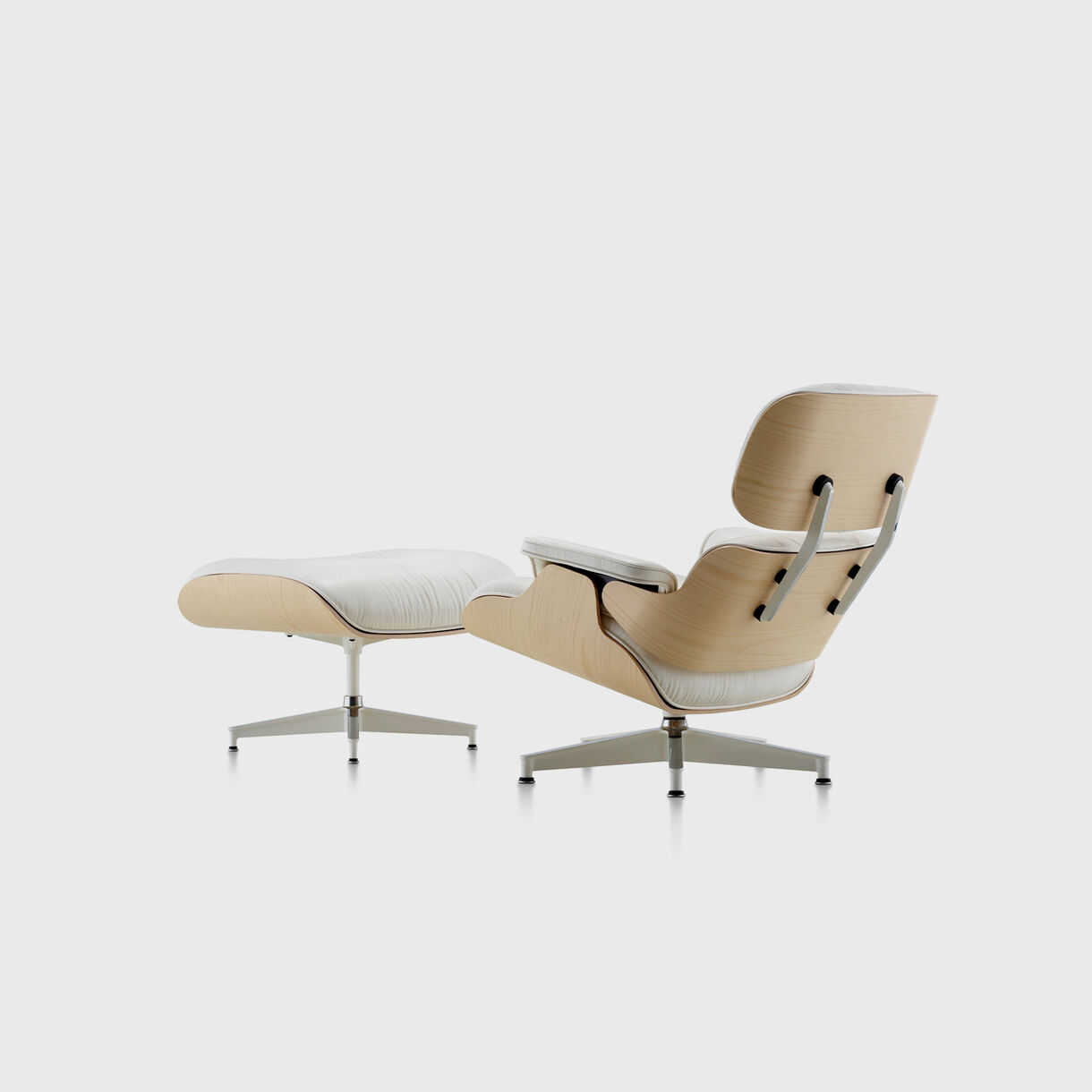 Eames Lounge Chair & Ottoman, White Ash & Pearl Leather