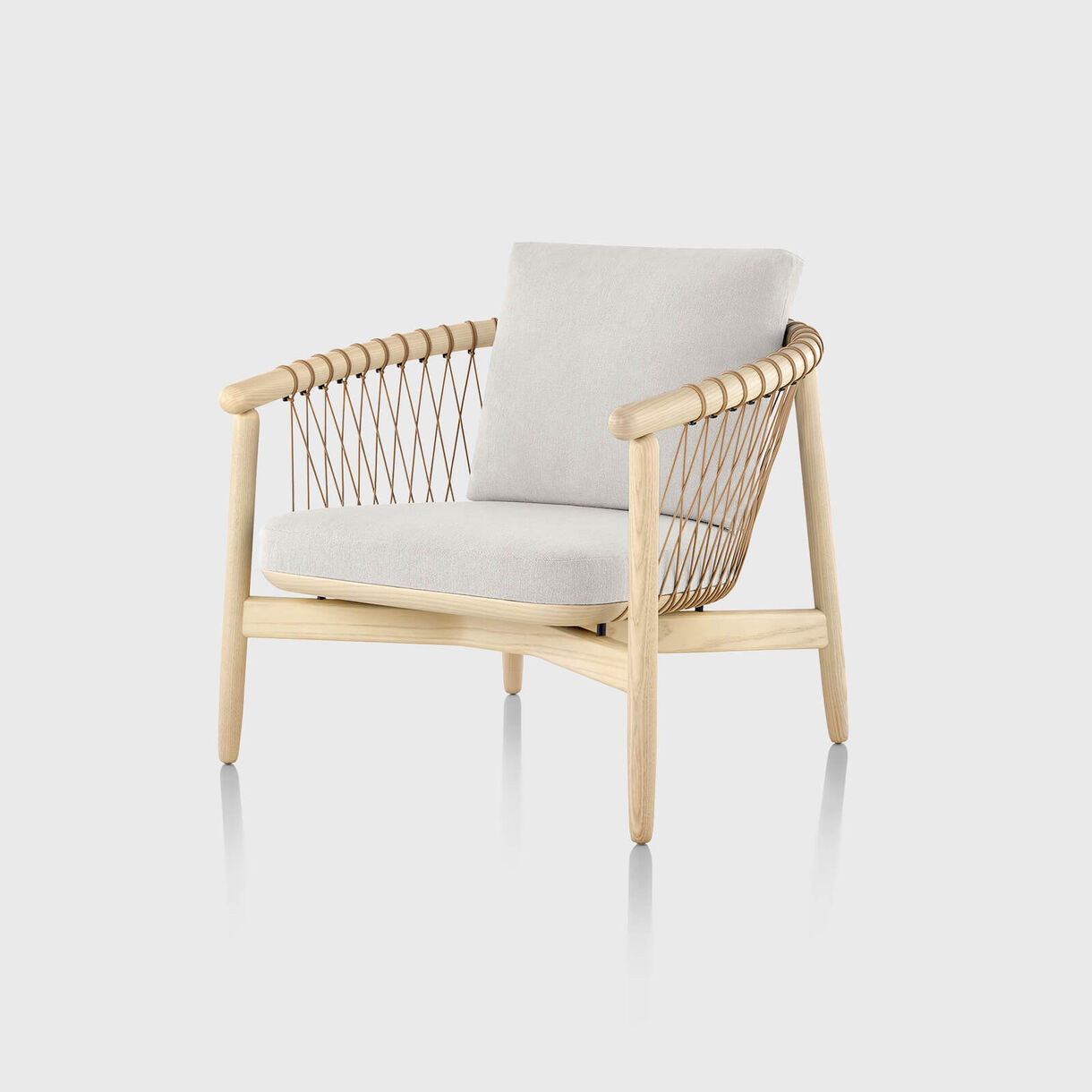 Crosshatch Lounge Chair, White Ash, Capri Stone, Cream Cord