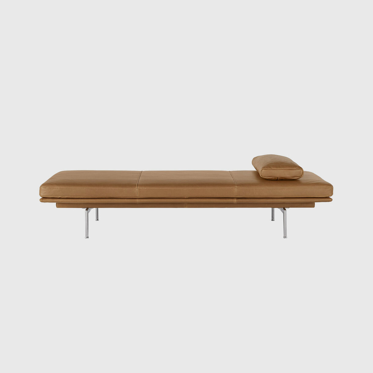 Outline Daybed, Cognac Leather & Aluminium Base