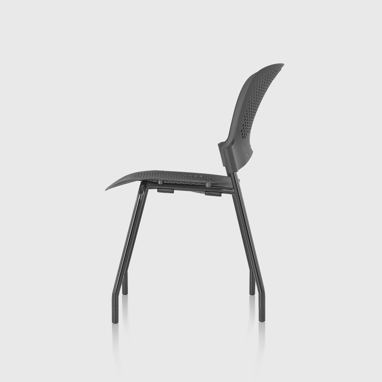 Caper Stacking Chair, Moulded Seat - Graphite & Black with Glides