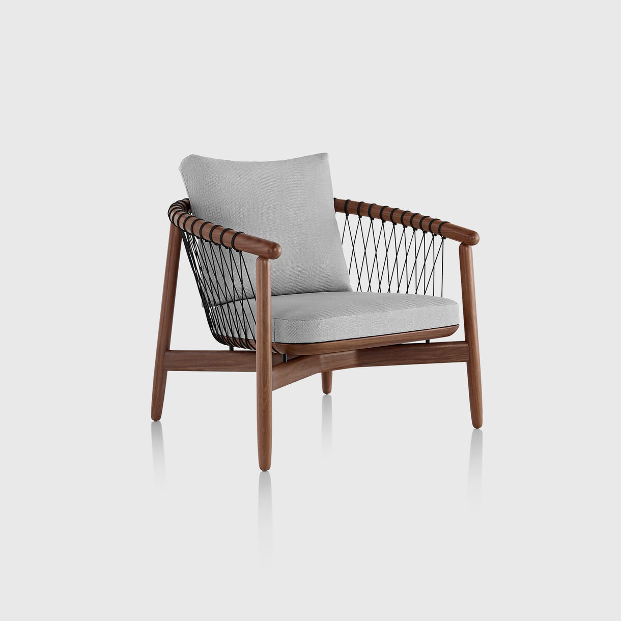 Crosshatch Lounge Chair, Walnut & Gray Wool Epingle
