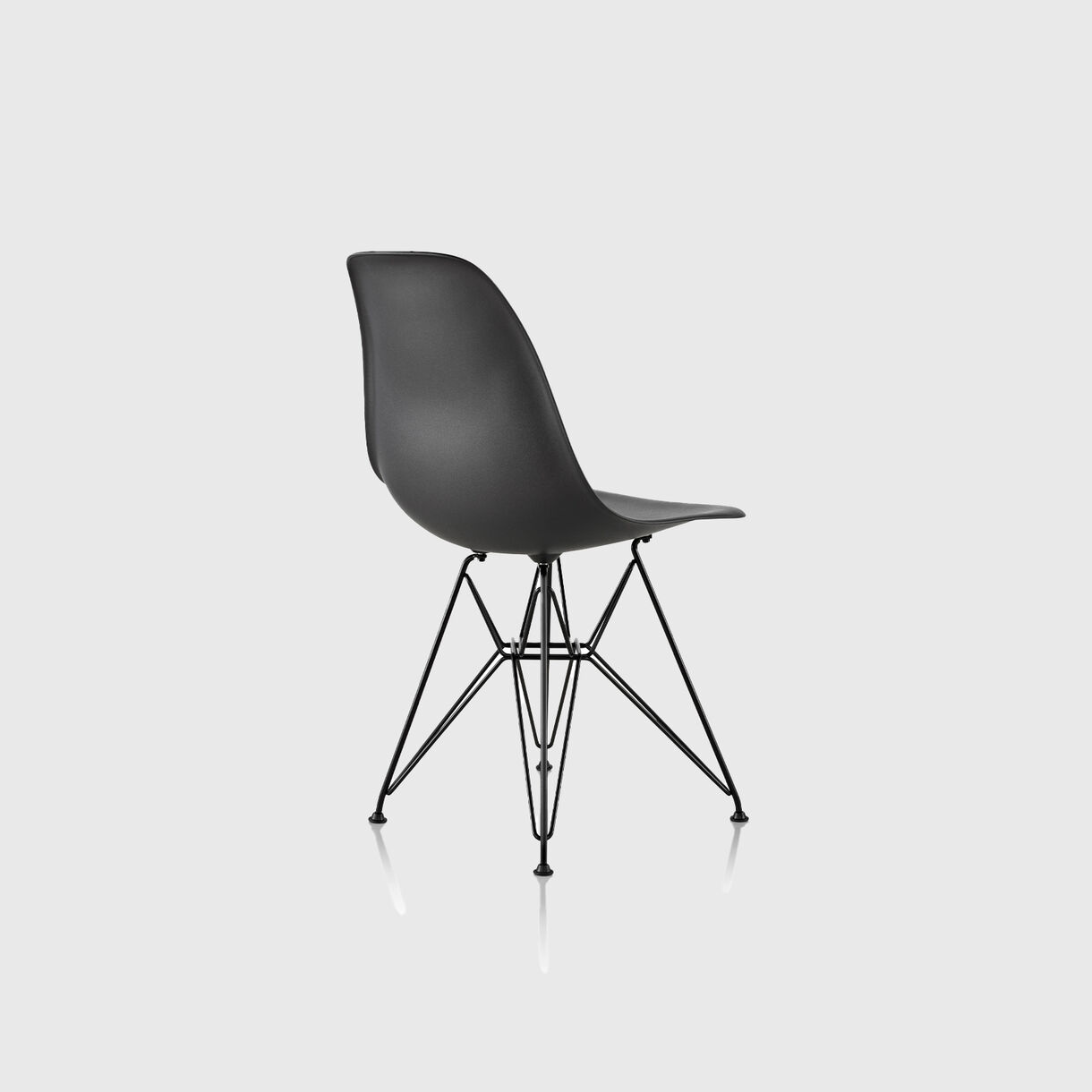 Eames Moulded Plastic Side Chair, Black Seat, Black Base